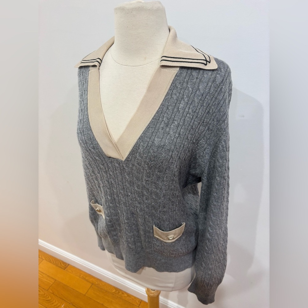 Sandro Collared Sweater, Size: US 8 - Picture 9 of 12